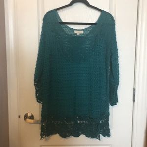 Dark teal crocheted tunic